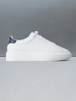 Basic Essential Leather Trainer - White Navy
