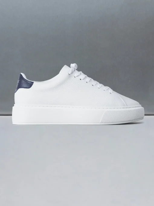 Basic Essential Leather Trainer - White Navy