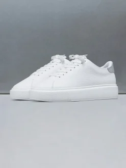 Basic Essential Leather Trainer - White Grey