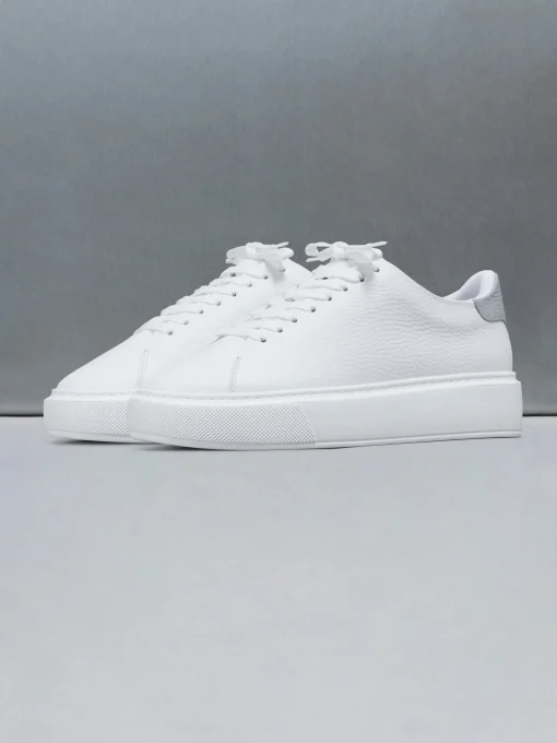 Basic Essential Leather Trainer - White Grey