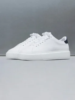 Basic Essential Leather Trainer - White Navy