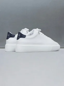 Basic Essential Leather Trainer - White Navy