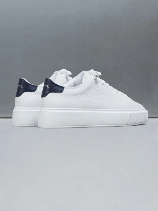 Basic Essential Leather Trainer - White Navy