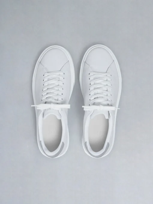 Basic Essential Leather Trainer - White Grey