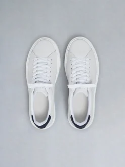 Basic Essential Leather Trainer - White Navy