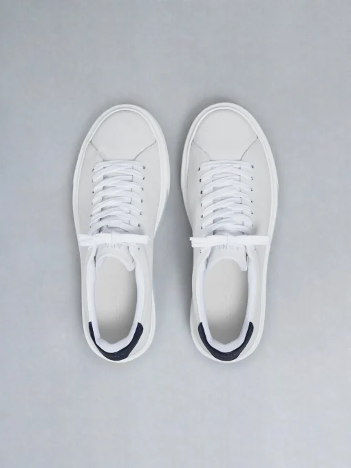 Basic Essential Leather Trainer - White Navy