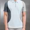Cavour Colour Block Zip Polo Shirt - White