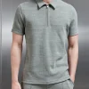 Cavour Textured Zip Polo Shirt - Olive