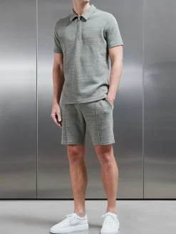 Cavour Textured Zip Polo Shirt - Olive