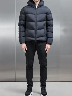 Chevron Puffer Jacket - Black