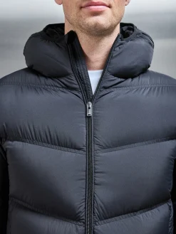 Chevron Puffer Jacket - Black