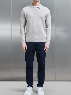 Chunky Knitted Polo Shirt - Stone