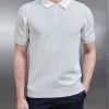 Colour Block Zip Polo Shirt - Mid Grey