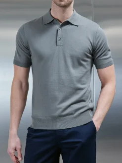 Cotton And Silk Polo Shirt - Sage