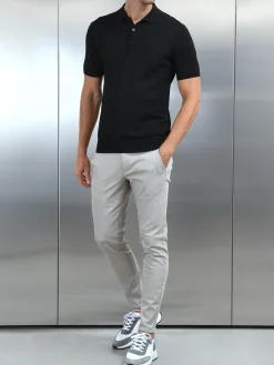 Cotton and Silk Polo Shirt - Black