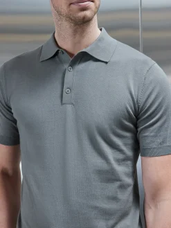 Cotton And Silk Polo Shirt - Sage