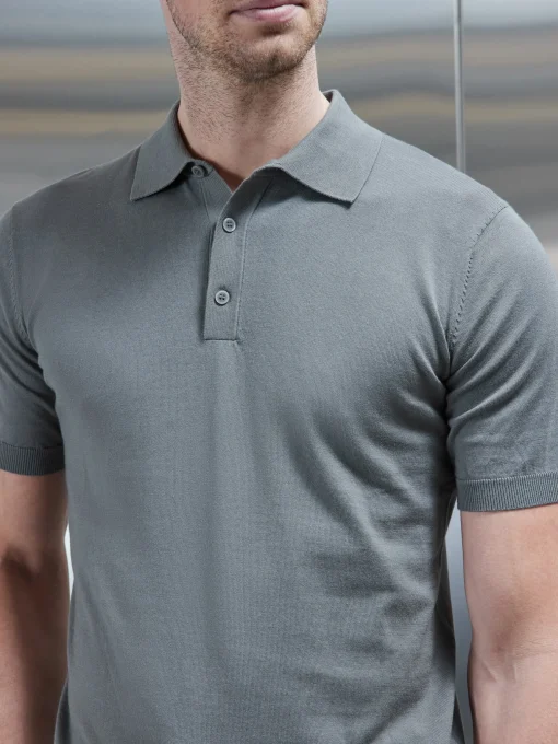 Cotton And Silk Polo Shirt - Sage