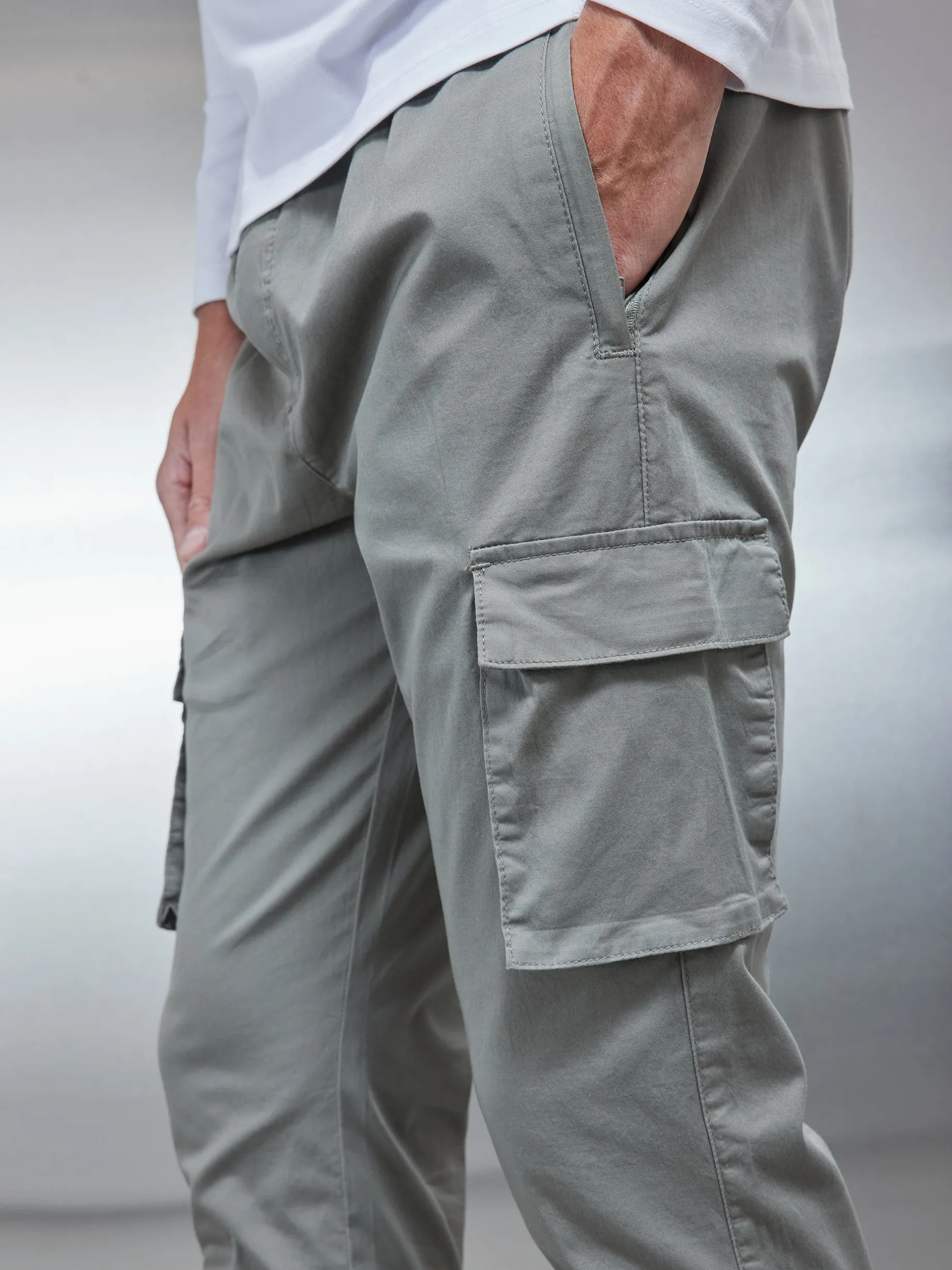 Cotton Drawstring Cargo Pant - Olive