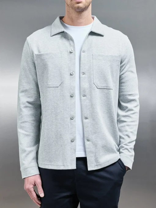 Cotton Jersey Overshirt - Marl Grey