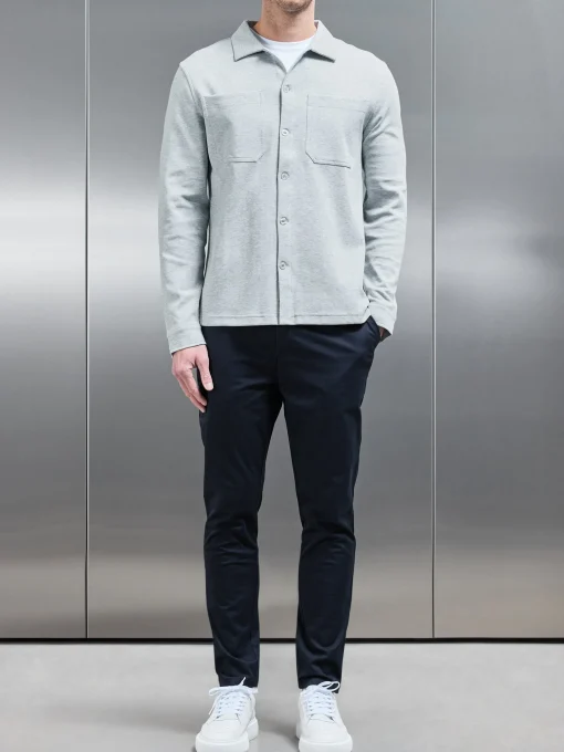 Cotton Jersey Overshirt - Marl Grey