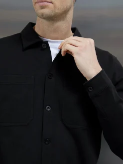 Cotton Jersey Overshirt - Black