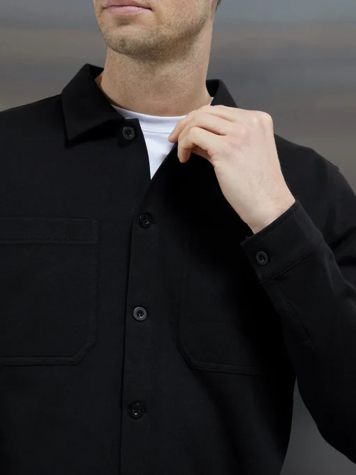 Cotton Jersey Overshirt - Black