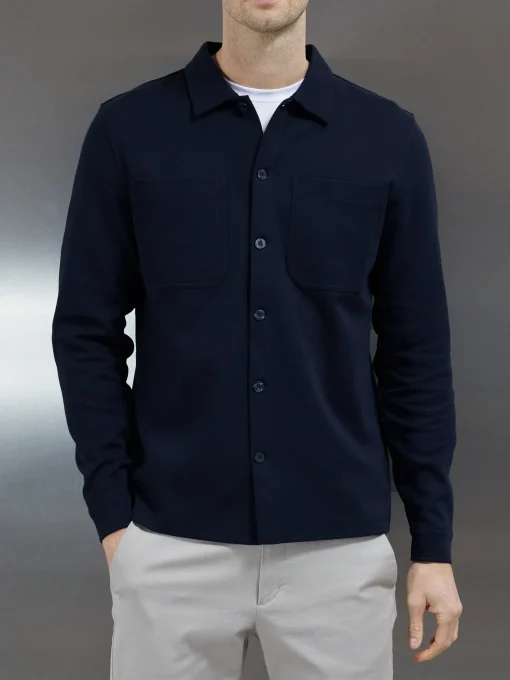 Cotton Jersey Overshirt - Navy