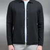 Cotton Jersey Popper Overshirt - Black