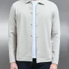 Cotton Jersey Popper Overshirt - Stone