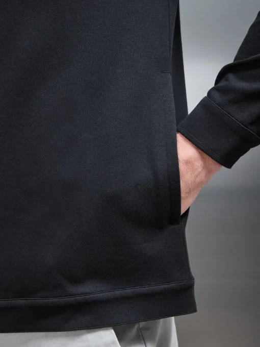 Cotton Jersey Popper Overshirt - Black
