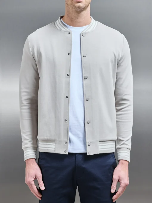 Cotton Jersey Varsity Jacket - Stone