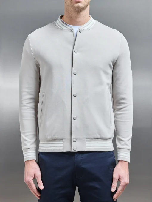 Cotton Jersey Varsity Jacket - Stone
