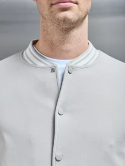Cotton Jersey Varsity Jacket - Stone