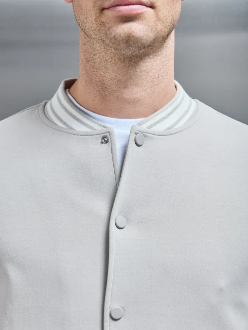 Cotton Jersey Varsity Jacket - Stone