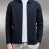 Cotton Jersey Zip Through Overshirt - Navy
