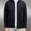 Cotton Jersey Zip Through Overshirt - Black