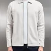 Cotton Jersey Zip Through Overshirt - Mid Grey