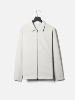 Cotton Jersey Zip Through Overshirt - Mid Grey