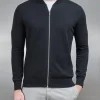 Cotton Knitted Bomber Jacket - Black