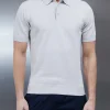 Cotton Knitted Button Polo Shirt - Oatmeal