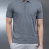 Cotton Knitted Button Polo Shirt - Sage