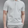 Cotton Knitted Button Polo Shirt - White