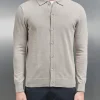 Cotton Knitted Button Through Shirt - Stone