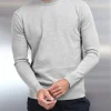 Cotton Knitted Crew Neck Sweatshirt - Marl Grey