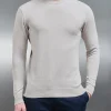 Cotton Knitted Crew Neck Sweatshirt - Oatmeal