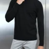 Cotton Knitted Crew Neck Sweatshirt - Black