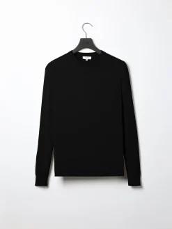 Cotton Knitted Crew Neck Sweatshirt - Black