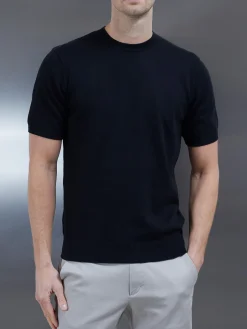 Cotton Knitted T-Shirt - Black