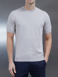 Cotton Knitted T-Shirt - Stone