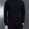 Cotton Pocket Long Sleeve T-Shirt - Black